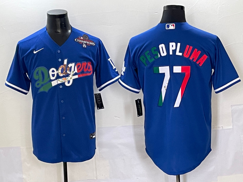 Men 2025 Los Angeles  Dodgers #77 Pesopluma Blue Nike MLB Jersey style 009